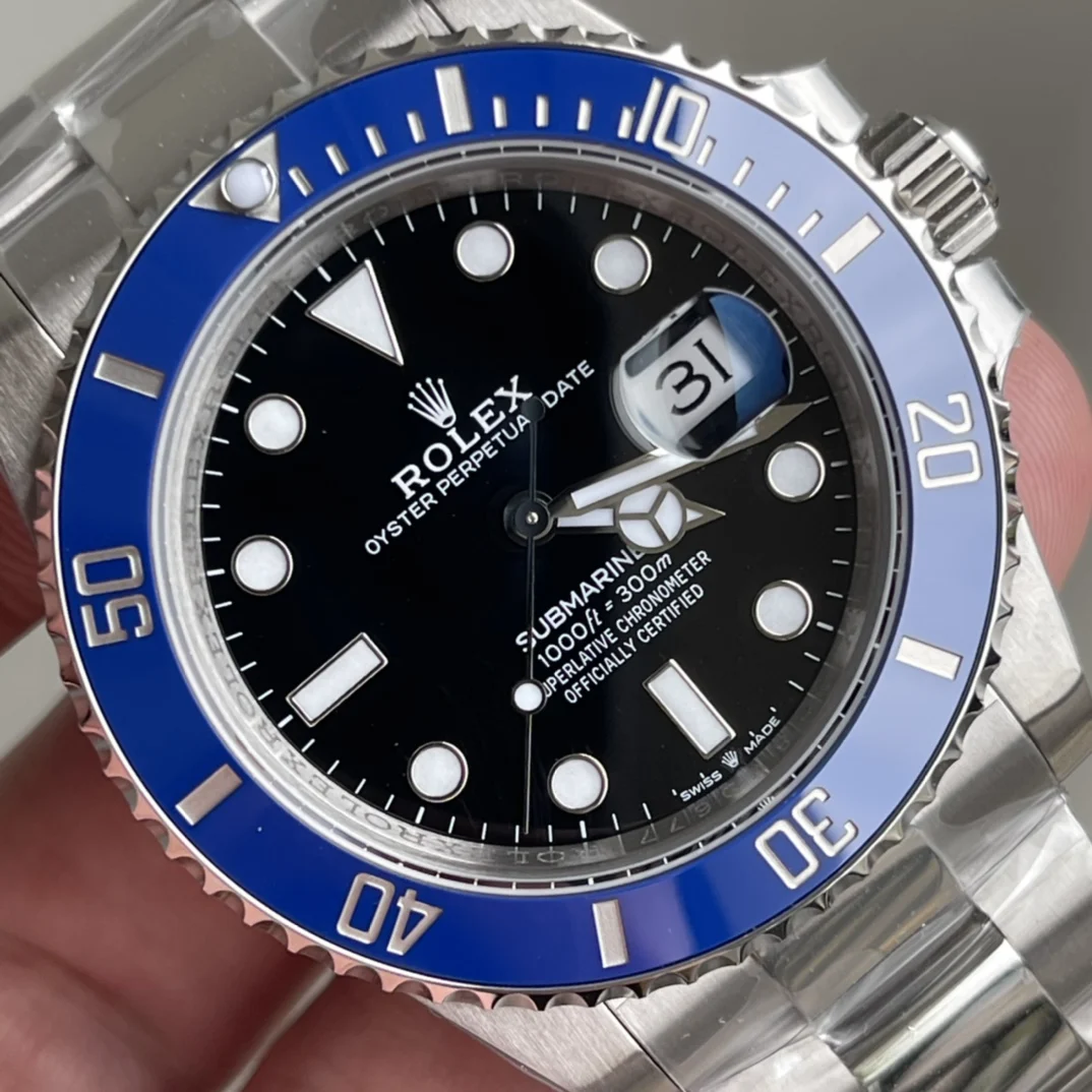 Rolex Submariner Ceramic Blue Dial 41mm — photographed off the sweep