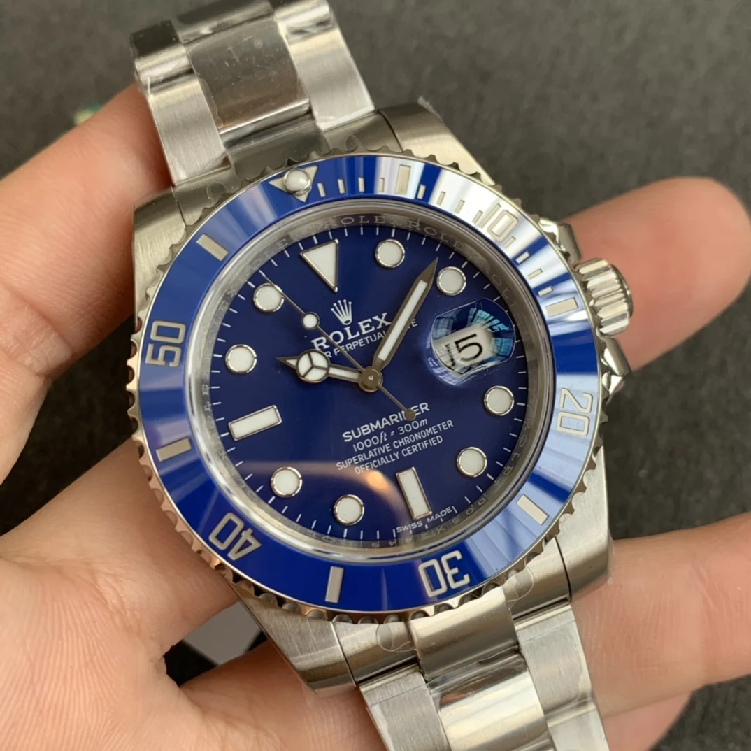 Rolex Submariner Ceramic Blue Dial — photographed off the sweep