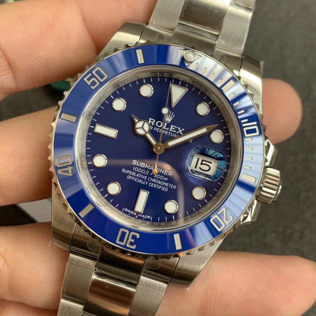 Rolex Submariner Ceramic Blue Dial — photographed off the sweep