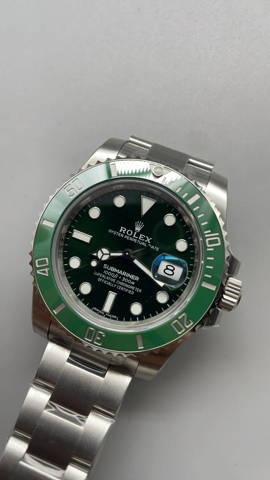 Rolex Submariner Green Dial 40mm — photographed off the sweep