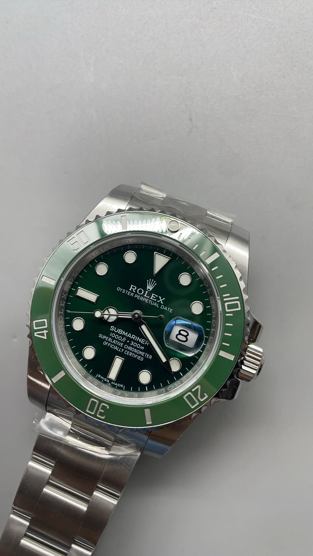Rolex Submariner Green Dial 40mm — photographed off the sweep