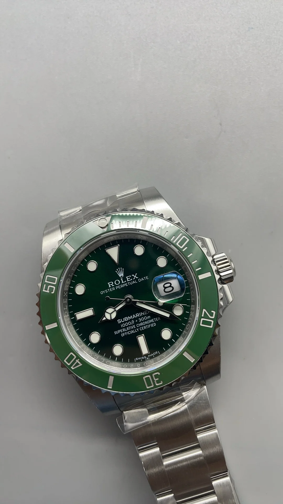 Rolex Submariner Green Dial 40mm — photographed off the sweep