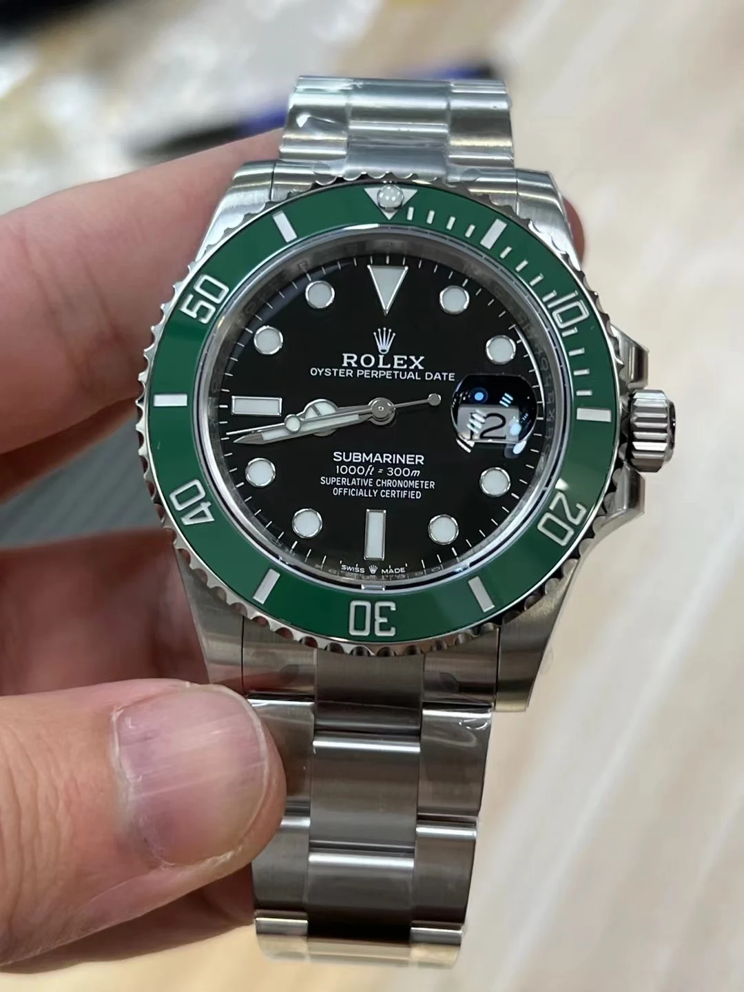 Rolex Submariner Green Dial — photographed off the sweep