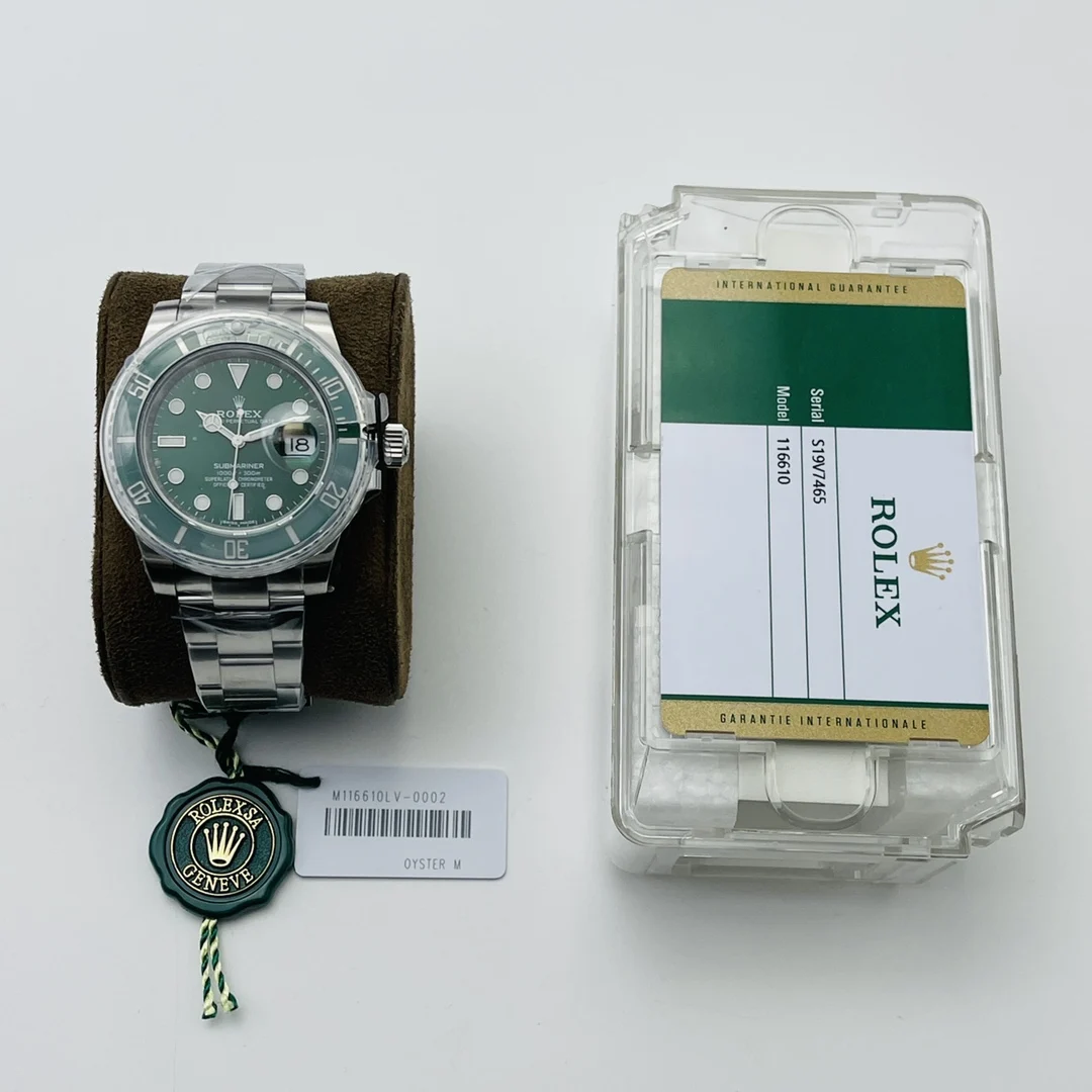 Rolex Submariner Hulk Platinum Green Dial — photographed off the sweep