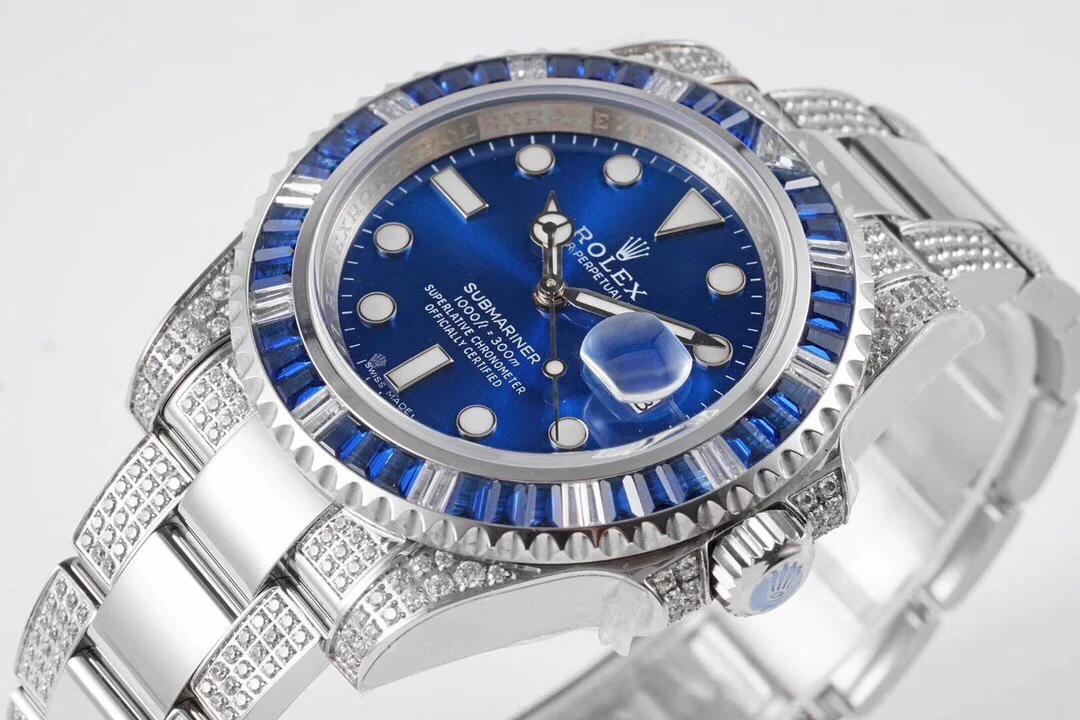 Rolex Submariner Steel Diamond-Set 40mm — photographed off the sweep