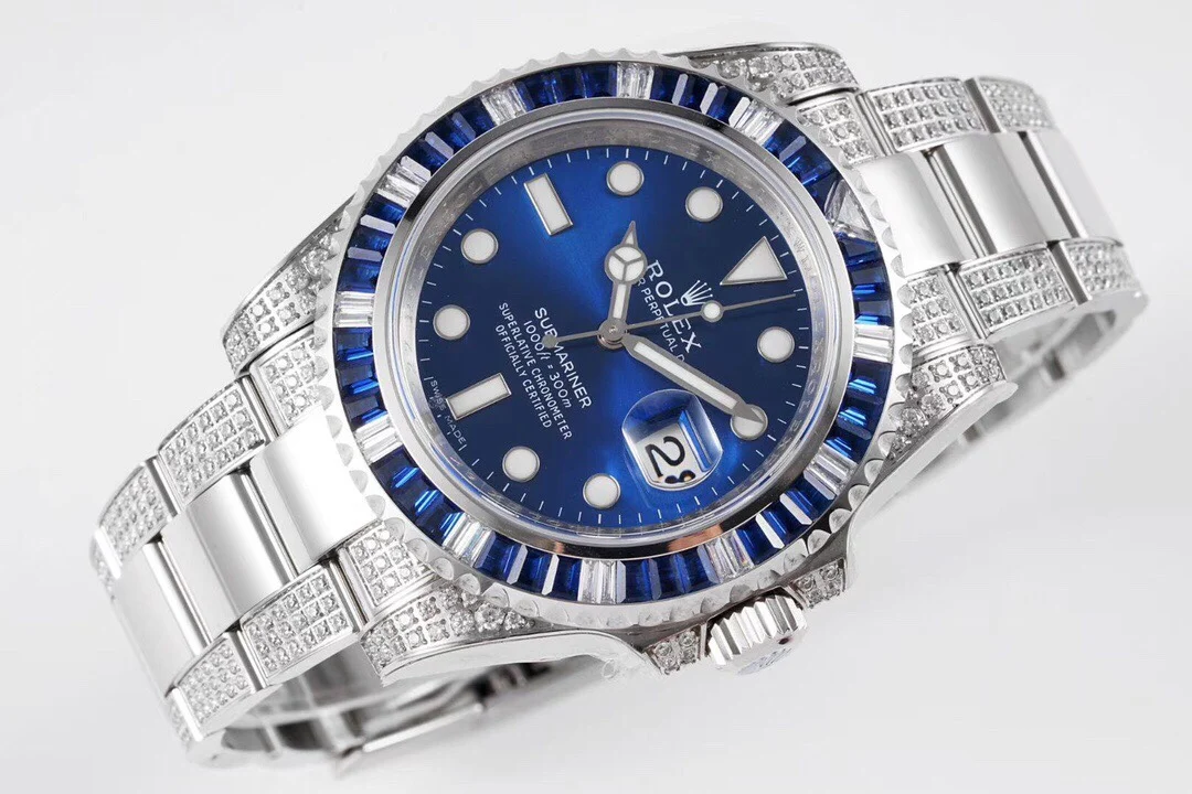 Rolex Submariner Steel Diamond-Set 40mm — photographed off the sweep