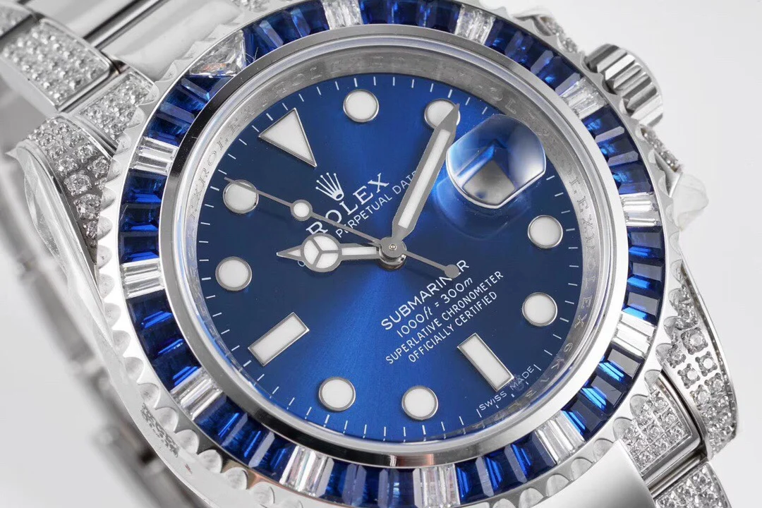 Rolex Submariner Steel Diamond-Set 40mm — photographed off the sweep