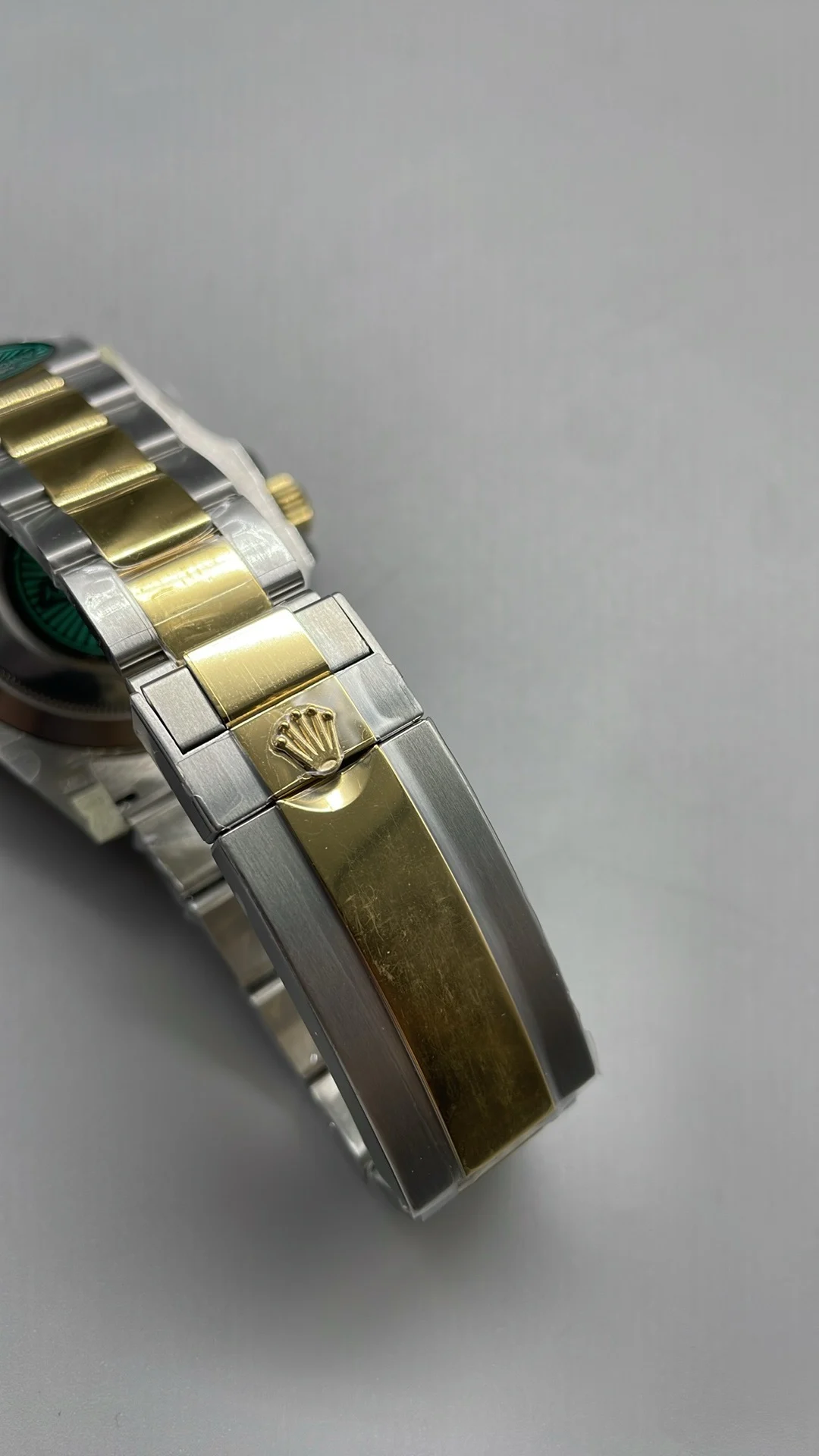 Rolex Submariner Two-Tone Black Dial 41mm — photographed off the sweep