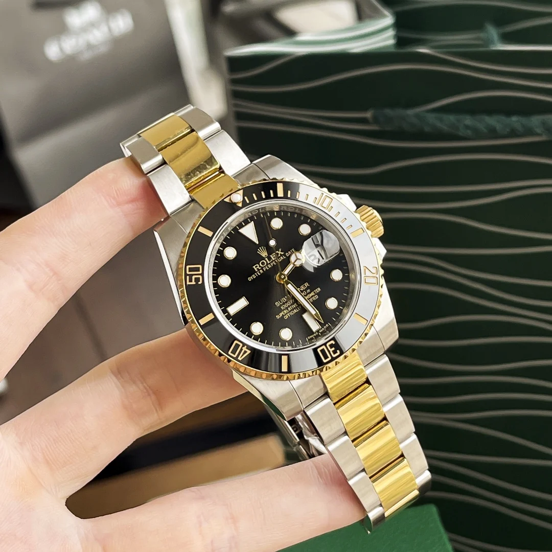 Rolex Submariner Yellow Gold Diamond-Set — photographed off the sweep