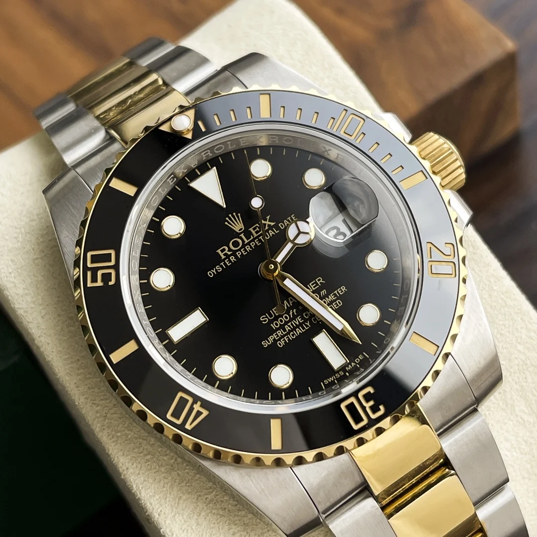 Rolex Submariner Yellow Gold Diamond-Set — photographed off the sweep