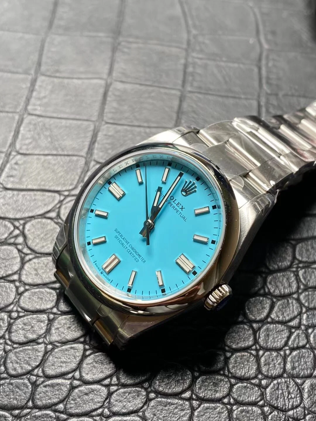 Rolex Tiffany Blue Dial — photographed off the sweep