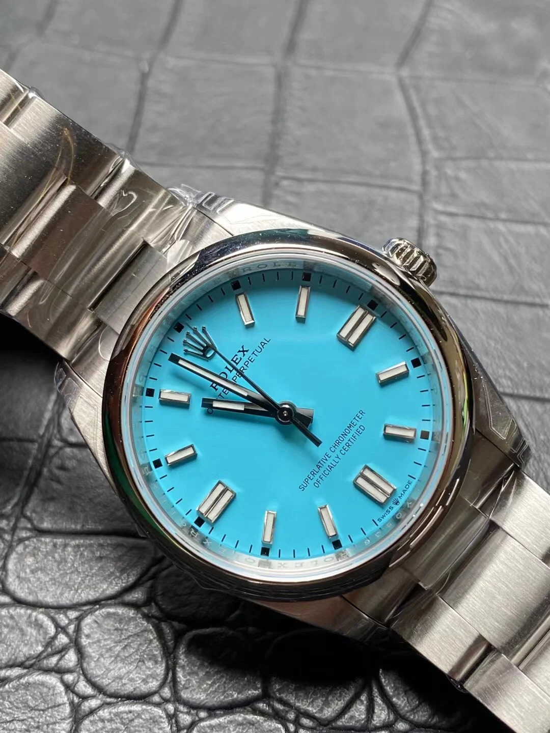 Rolex Tiffany Blue Dial — photographed off the sweep