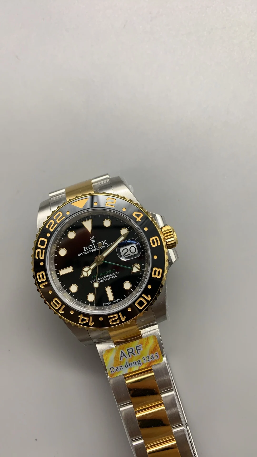 Rolex Two-Tone Green Dial — photographed off the sweep
