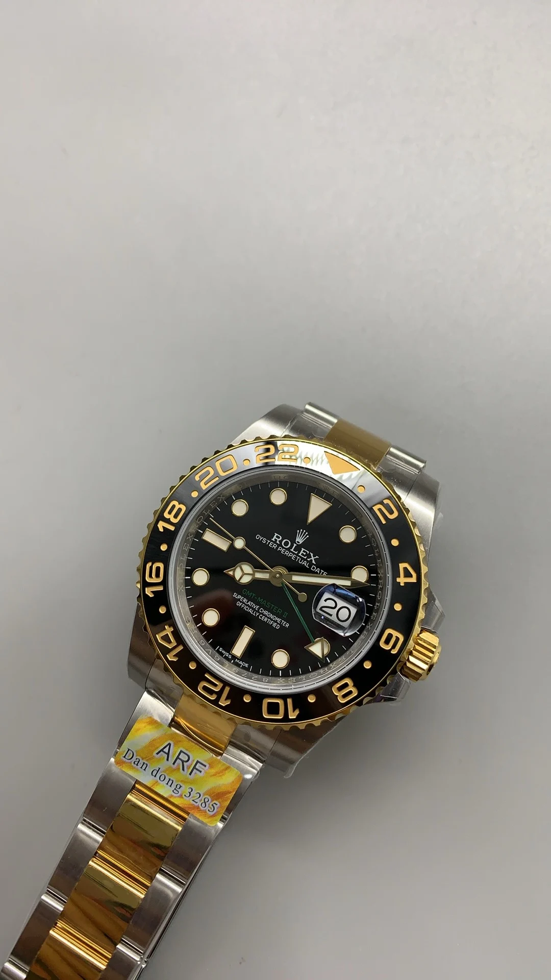Rolex Two-Tone Green Dial — photographed off the sweep
