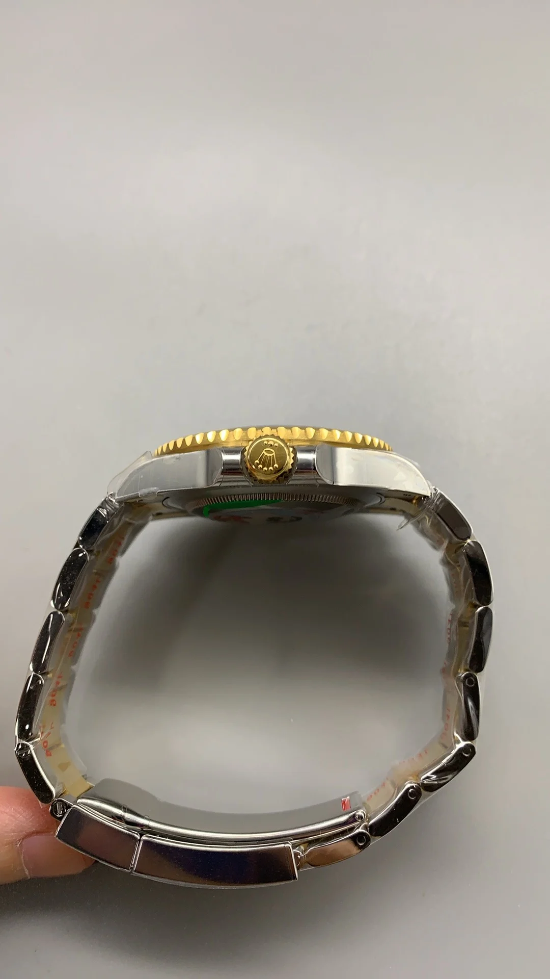 Rolex Two-Tone Green Dial — photographed off the sweep