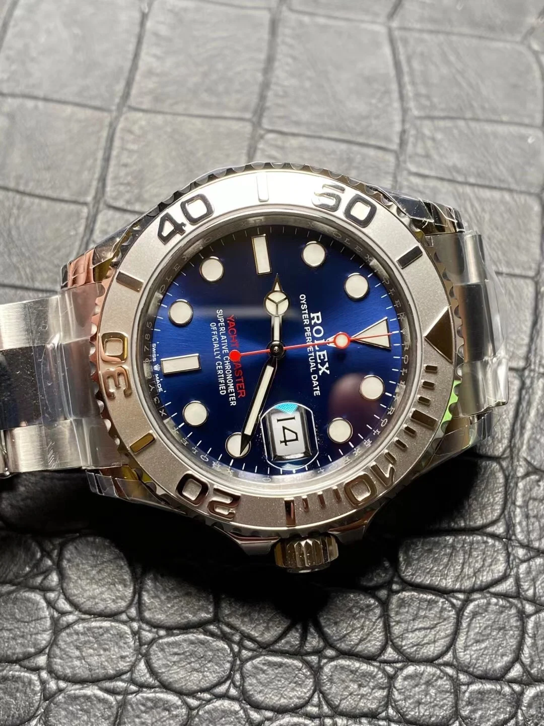Rolex Yacht-Master Blue Dial — photographed off the sweep