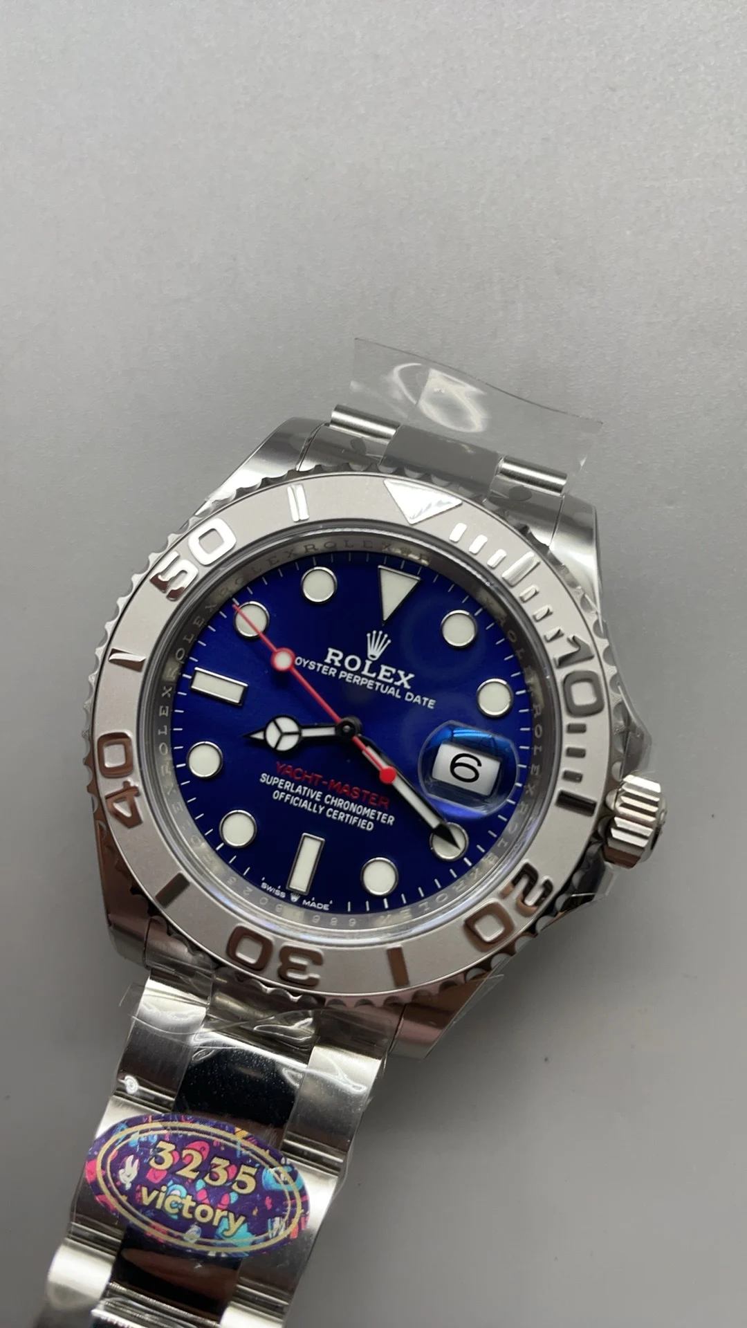 Rolex Yacht-Master Blue Dial 40mm — photographed off the sweep