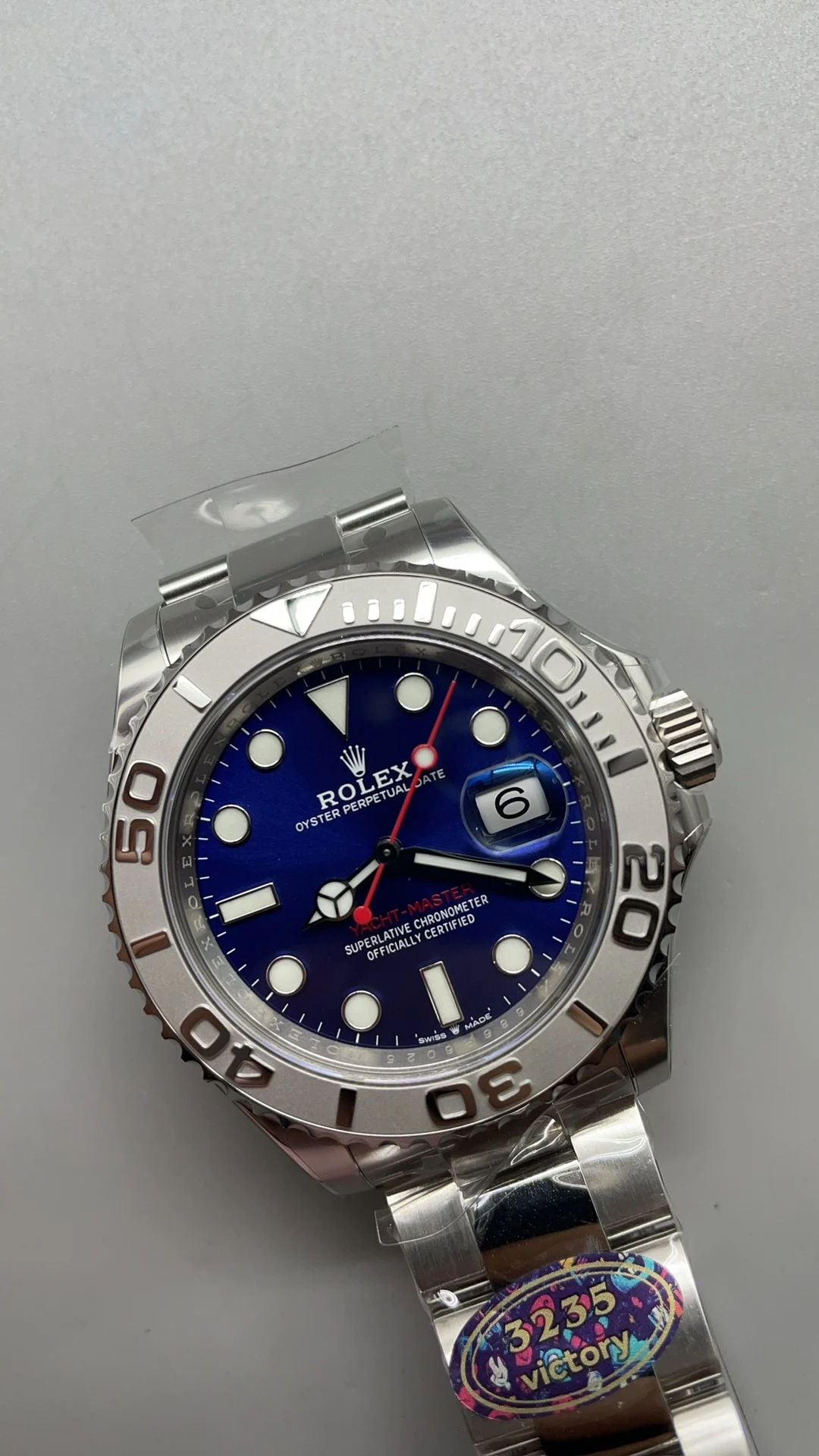 Rolex Yacht-Master Blue Dial 40mm — photographed off the sweep