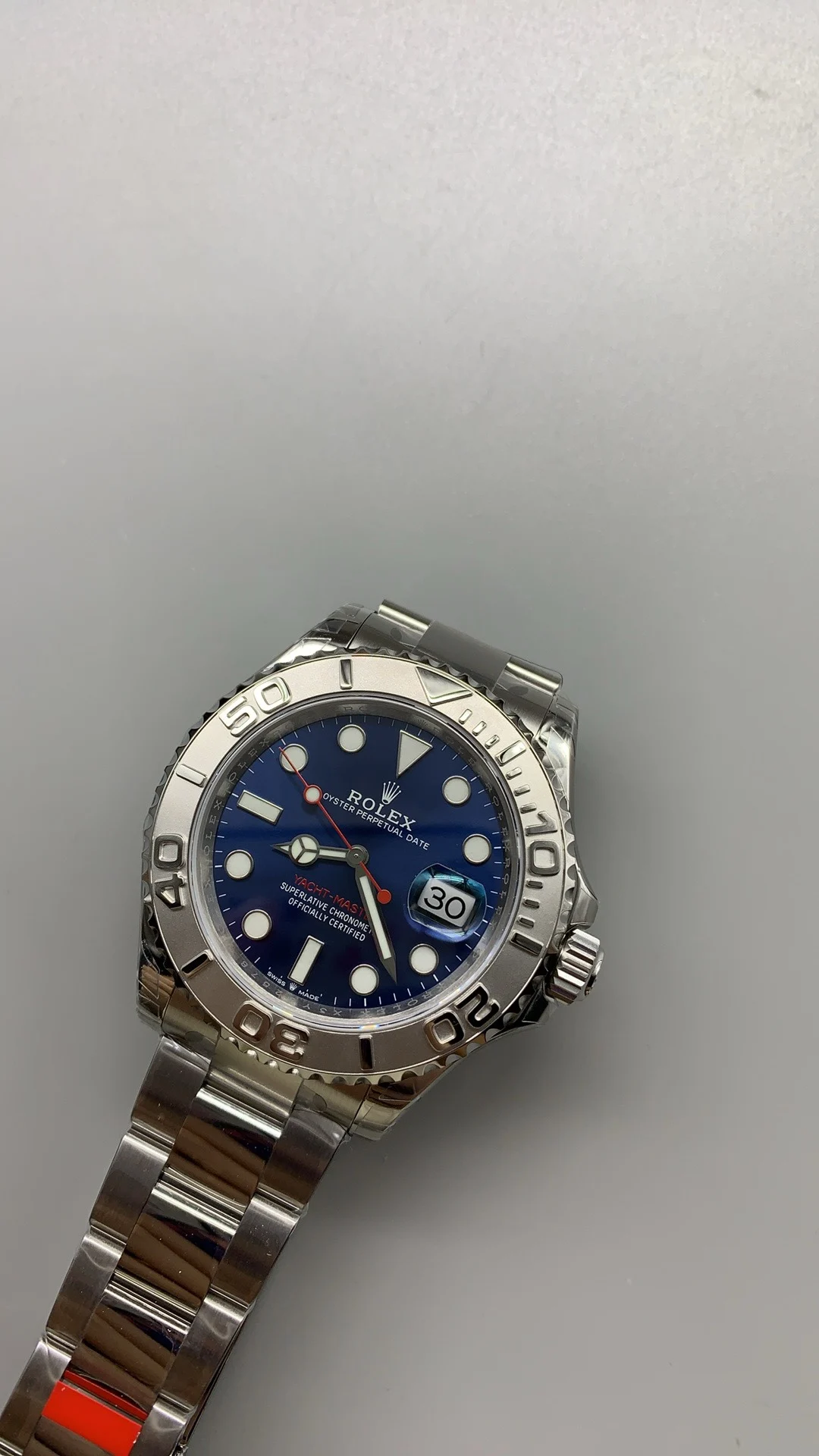 Rolex Yacht-Master Blue Dial 40mm — photographed off the sweep