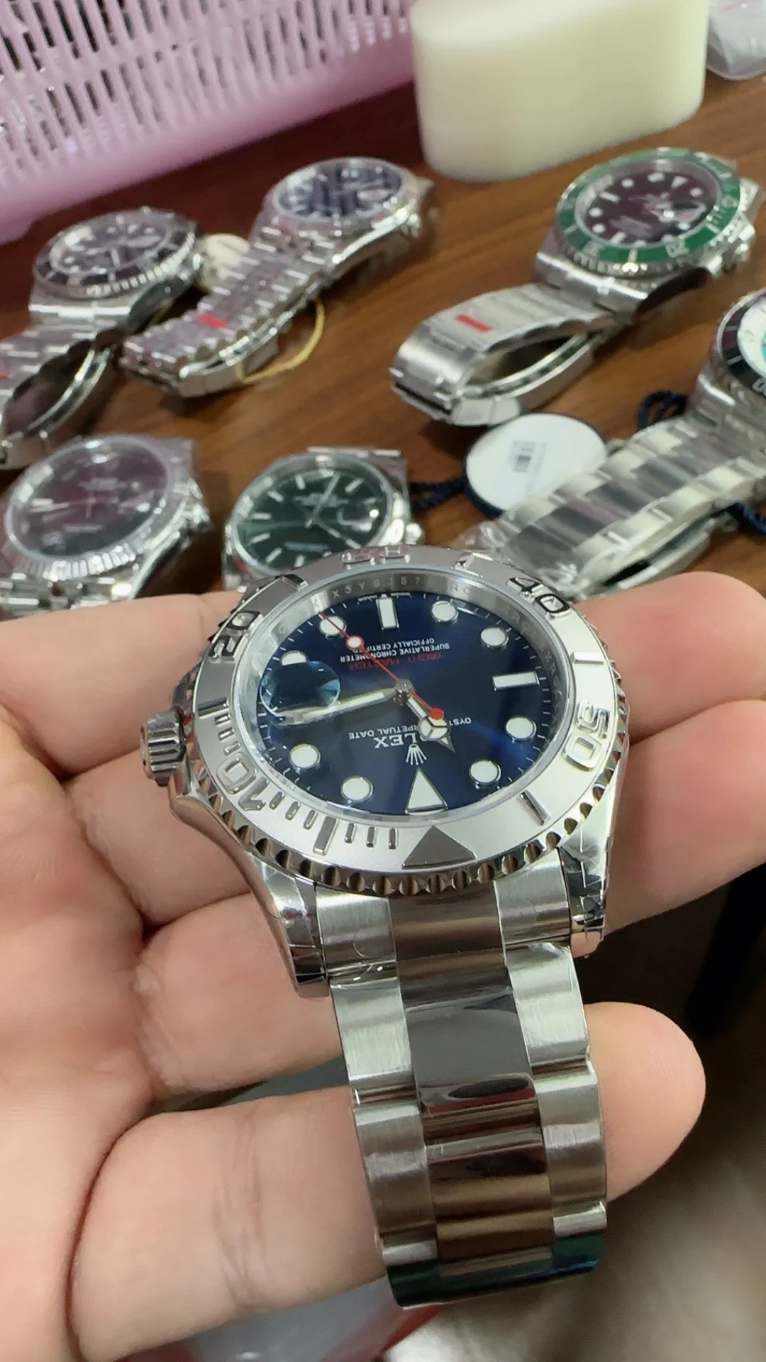 Rolex Yacht-Master Blue Dial 40mm — photographed off the sweep