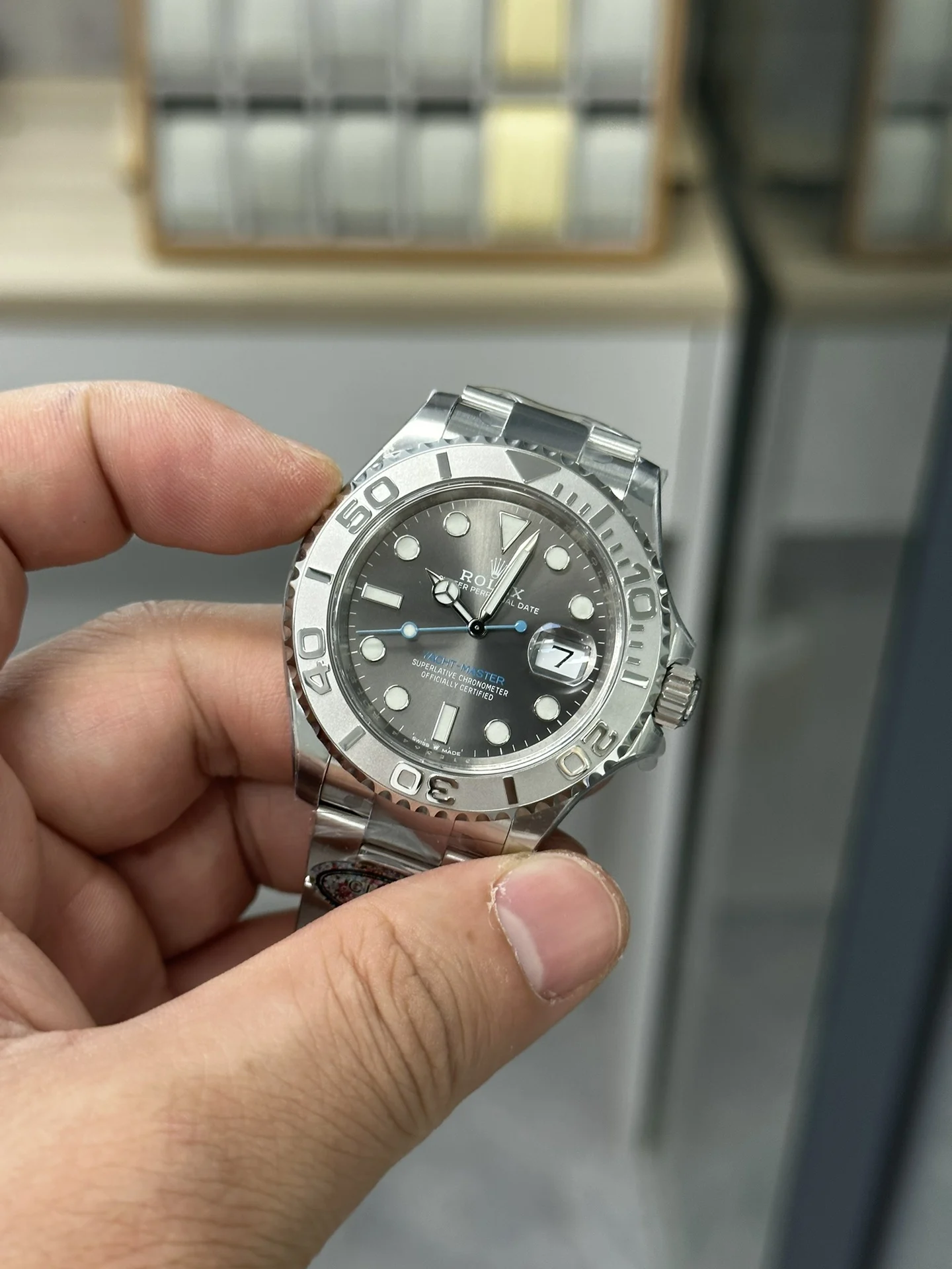 Rolex Yacht-Master Grey Dial — photographed off the sweep