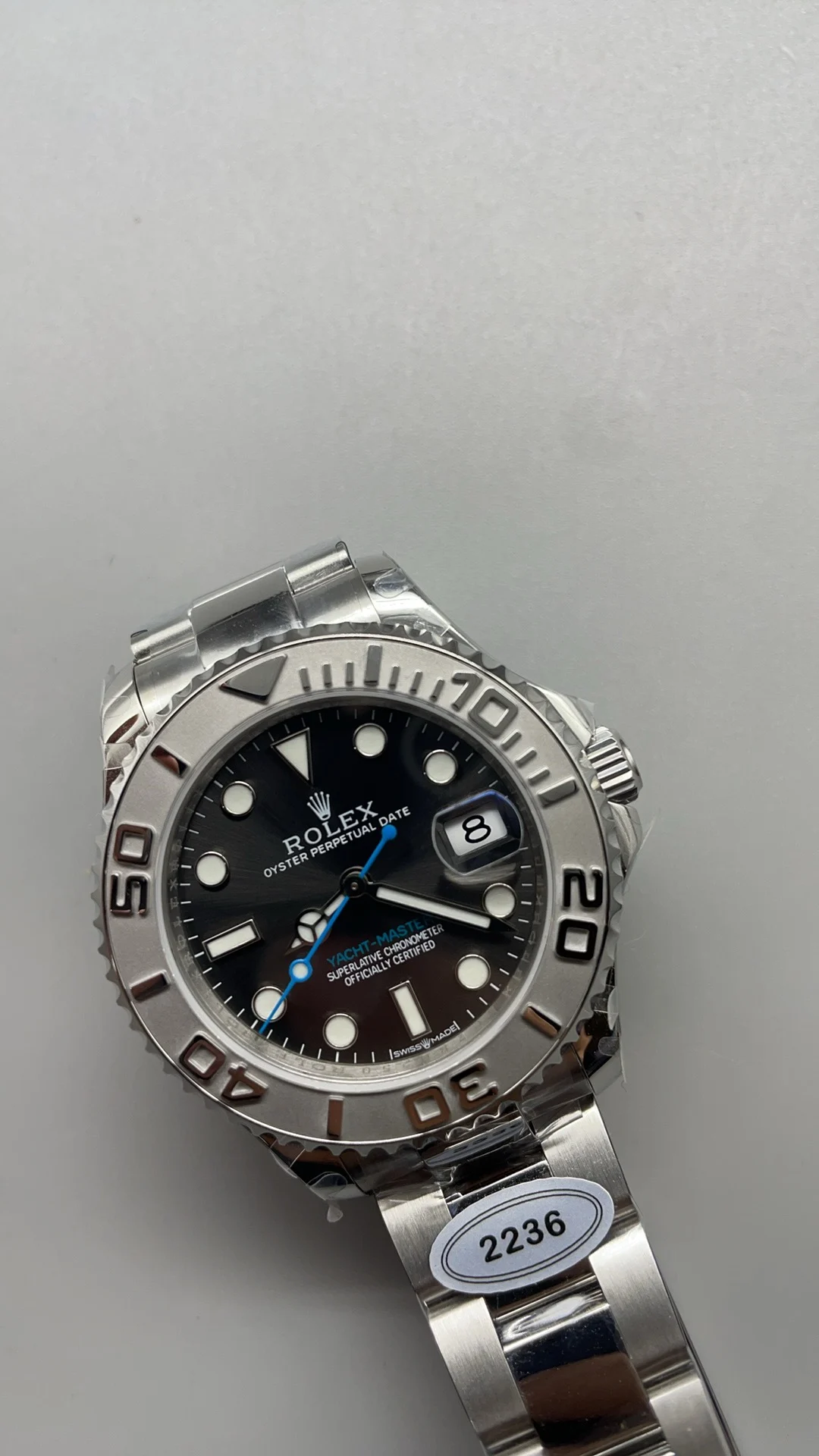 Rolex Yacht-Master Grey Dial 37mm — photographed off the sweep