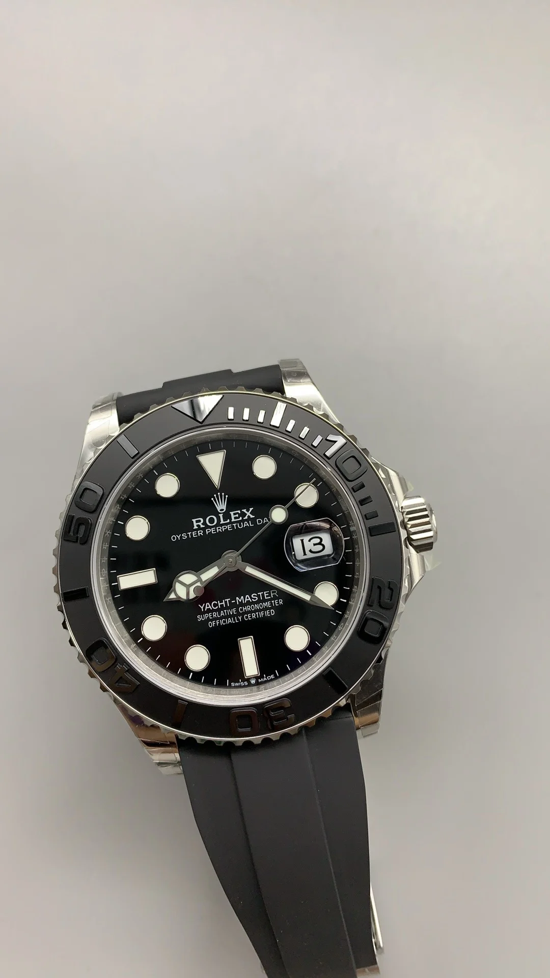 Rolex Yacht-Master Platinum 42mm — photographed off the sweep