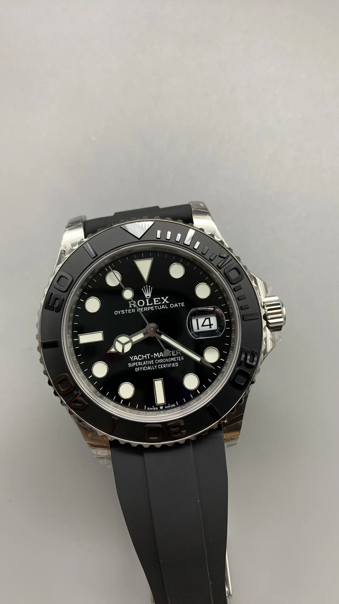 Rolex Yacht-Master Platinum 42mm — photographed off the sweep