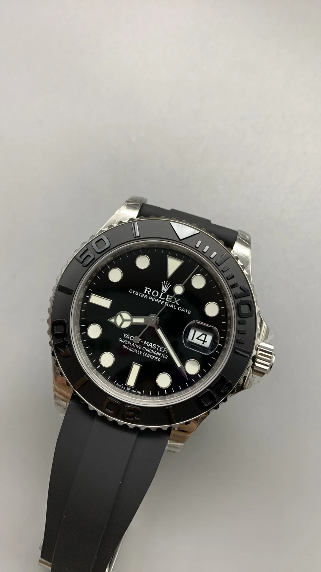 Rolex Yacht-Master Platinum 42mm — photographed off the sweep