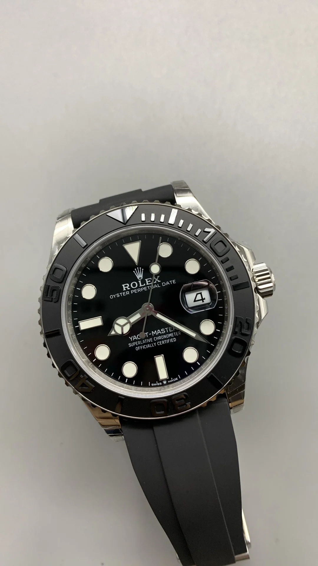 Rolex Yacht-Master Platinum 42mm — photographed off the sweep