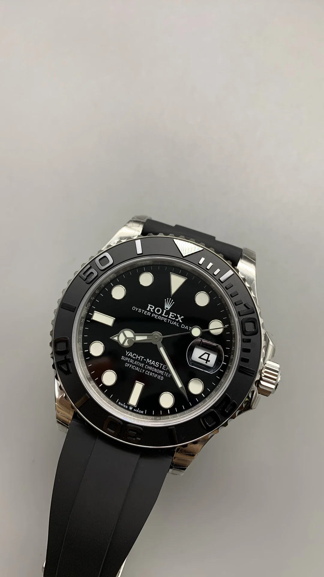 Rolex Yacht-Master Platinum 42mm — photographed off the sweep