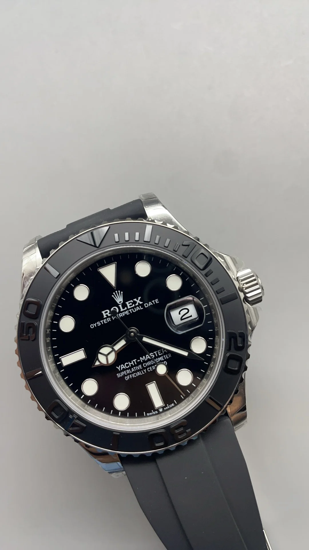Rolex Yacht-Master Platinum 42mm — photographed off the sweep