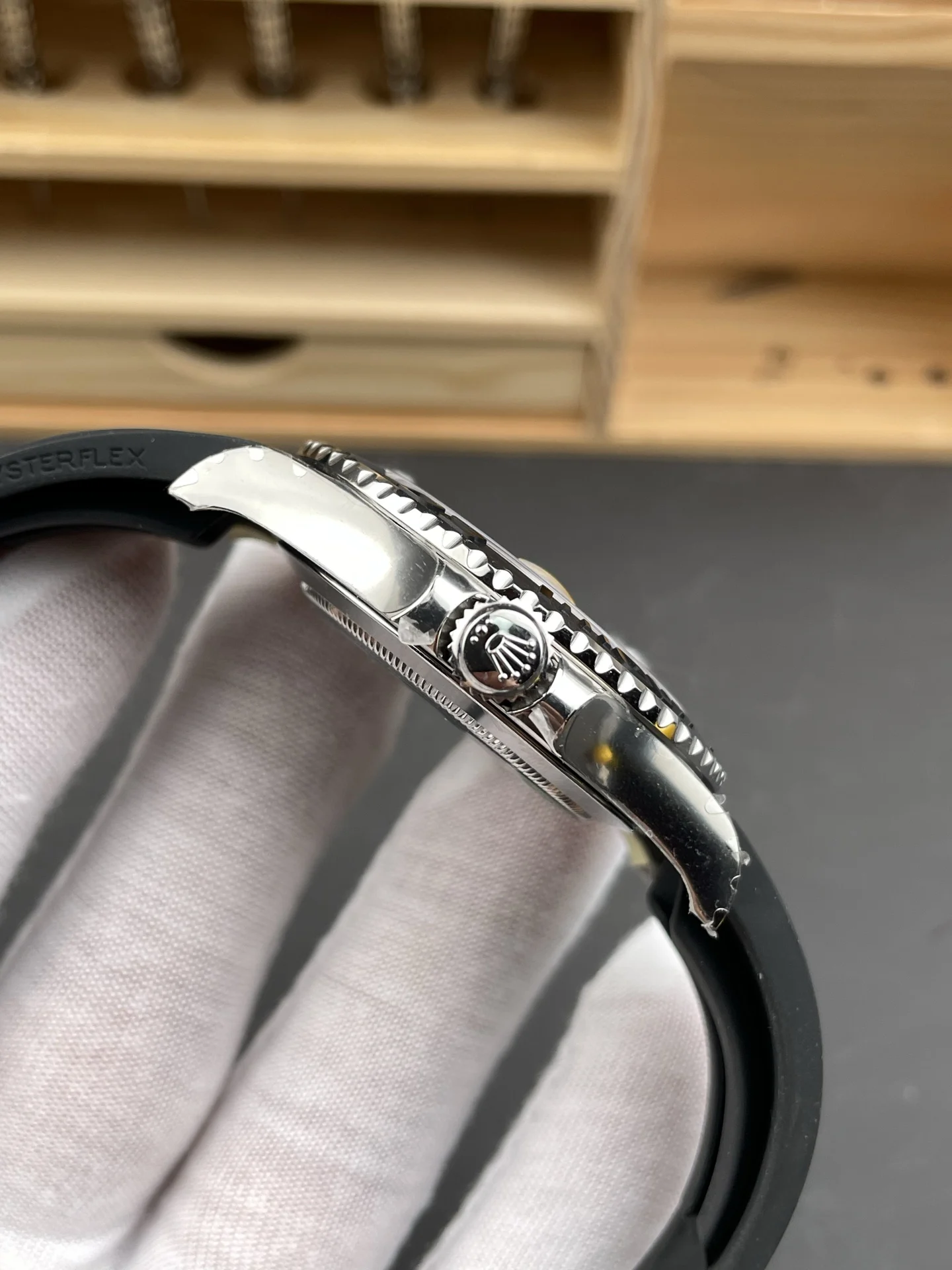 Rolex Yacht-Master Platinum 42mm — photographed off the sweep