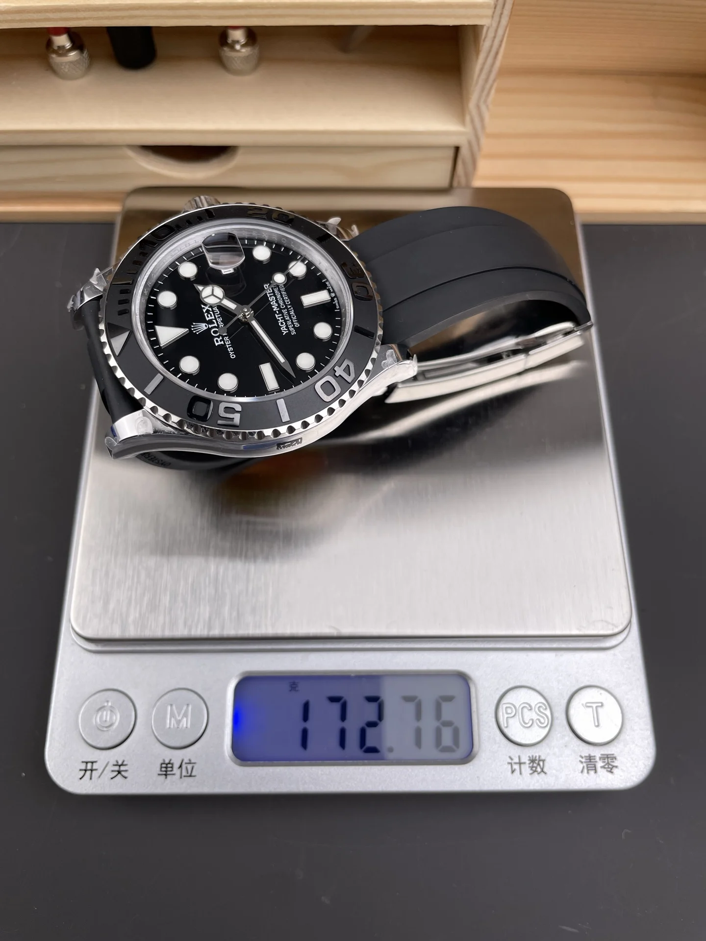 Rolex Yacht-Master Platinum 42mm — photographed off the sweep
