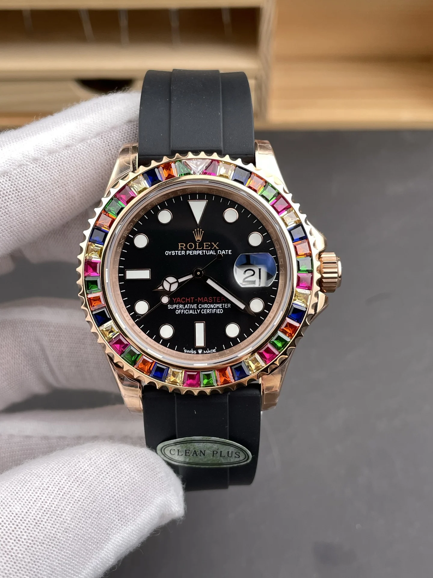 Rolex Yacht-Master Rose Gold 116655 — photographed off the sweep