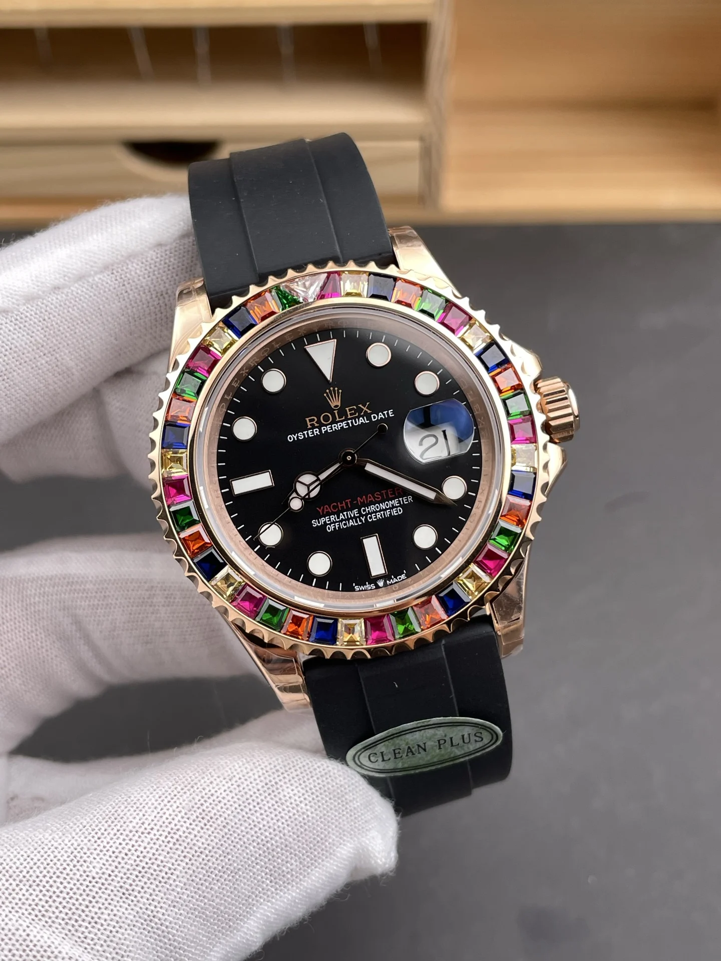 Rolex Yacht-Master Rose Gold 116655 — photographed off the sweep