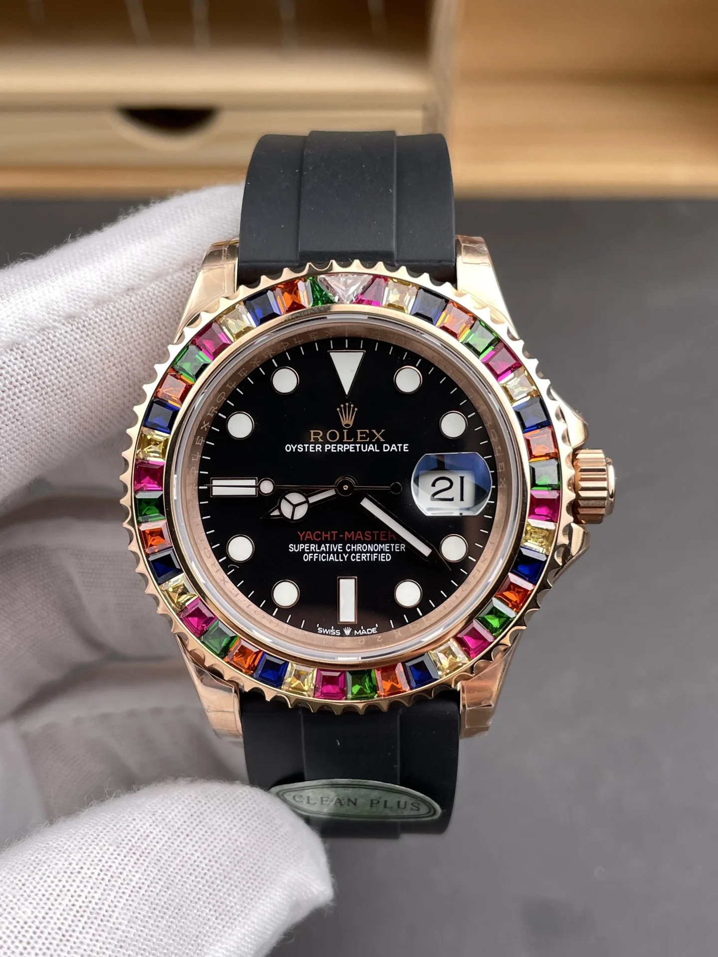 Rolex Yacht-Master Rose Gold 116655 — photographed off the sweep