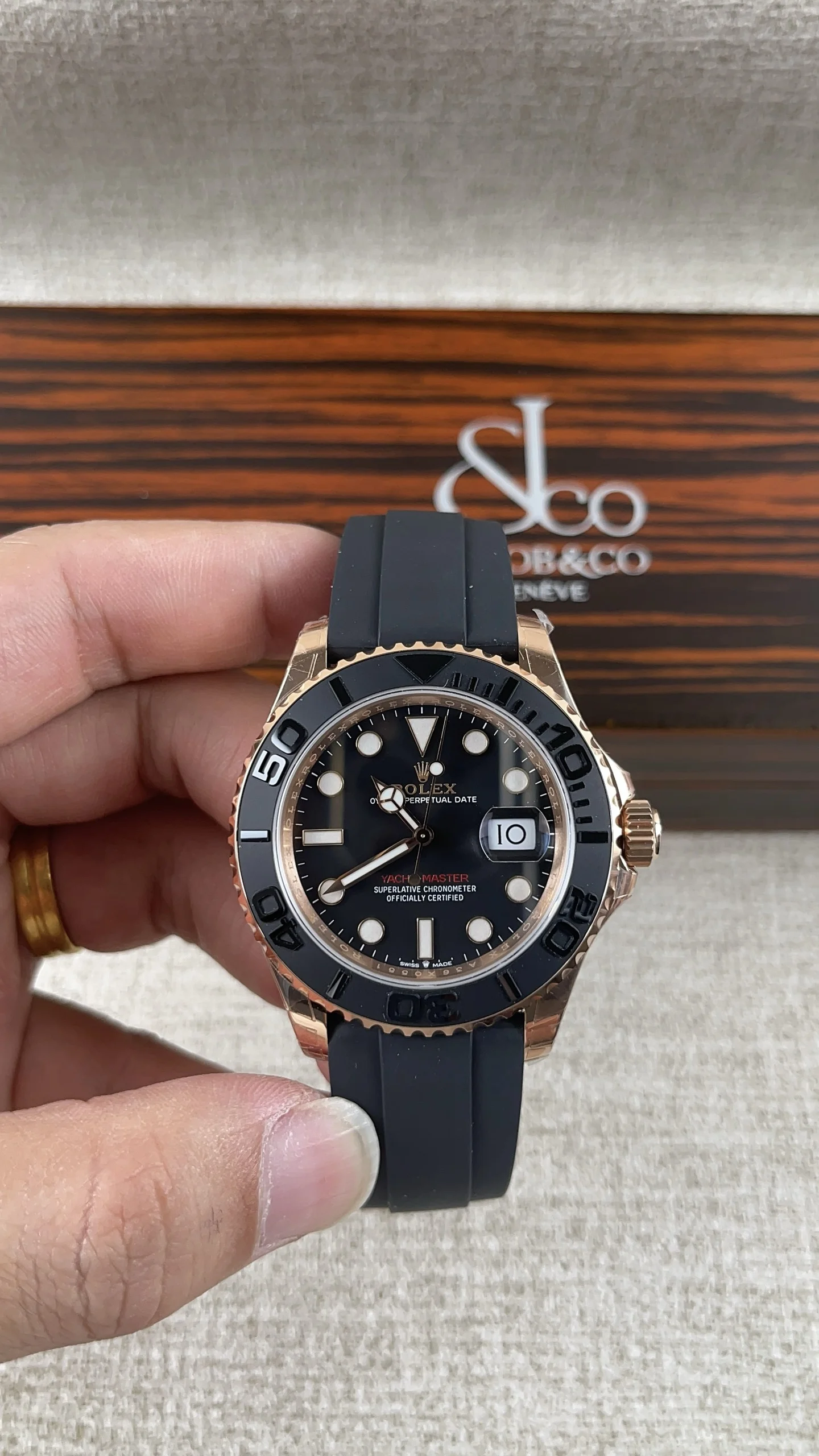 Rolex Yacht-Master Rose Gold — photographed off the sweep
