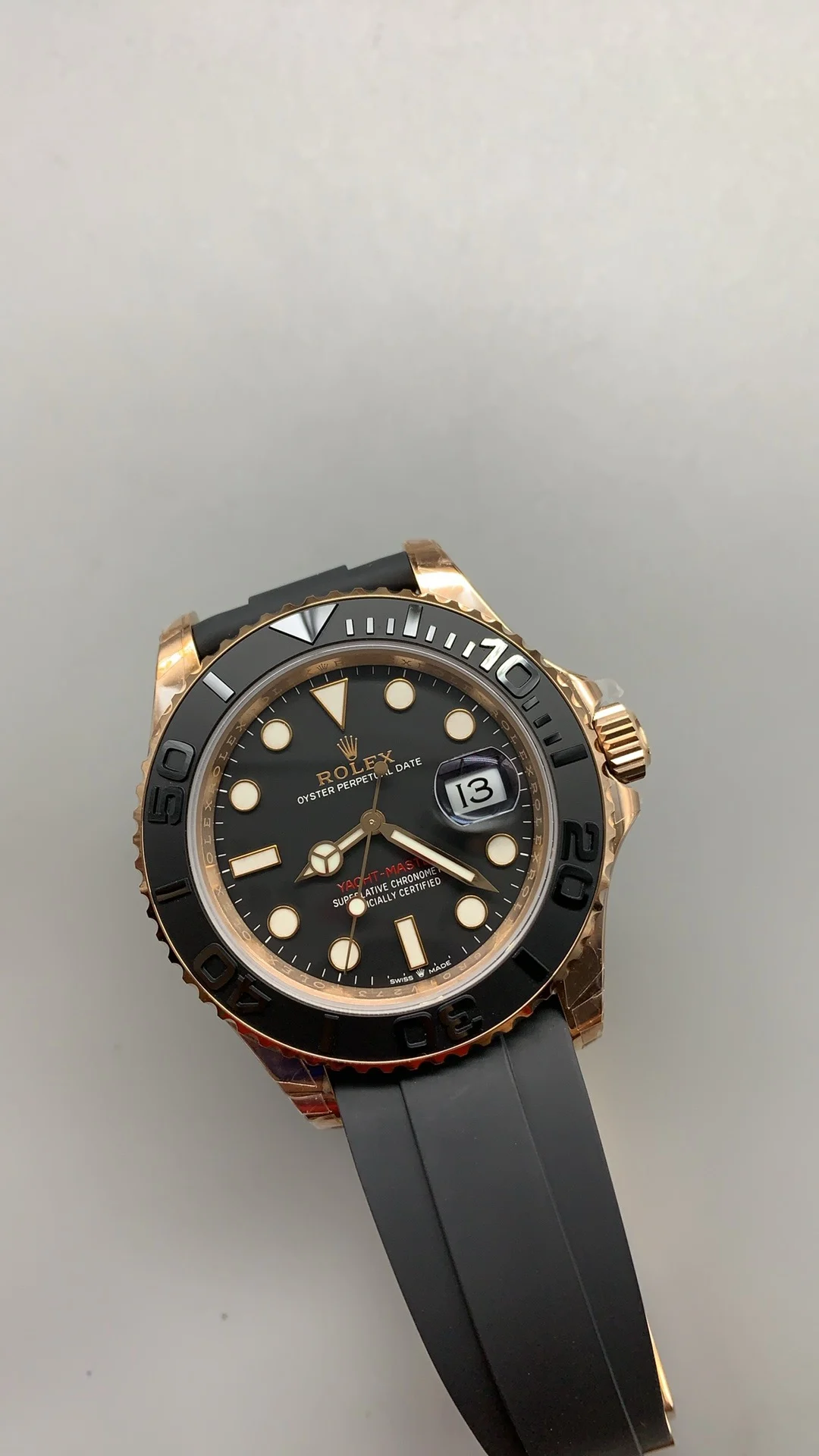 Rolex Yacht-Master Rose Gold 40mm — photographed off the sweep