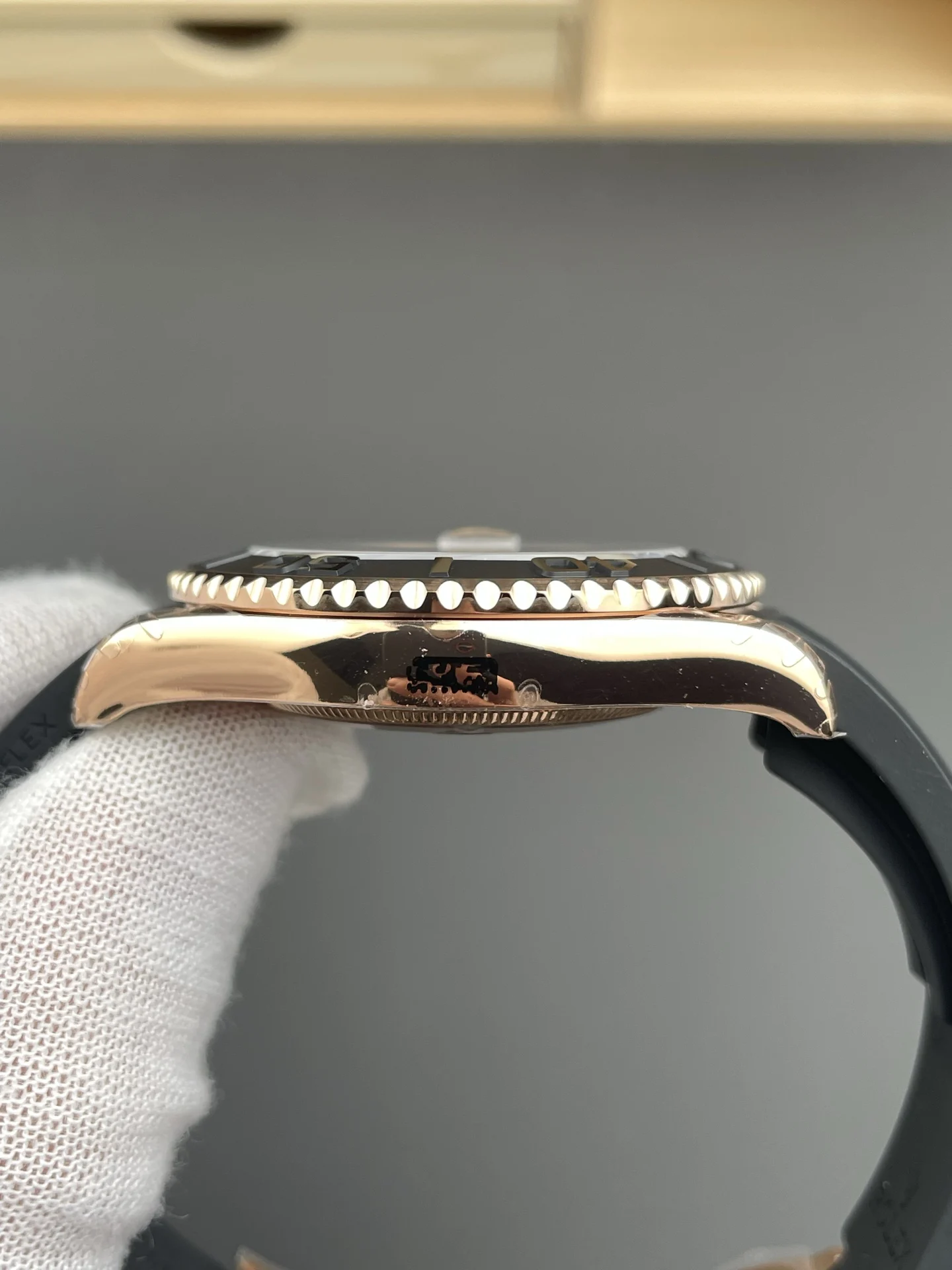 Rolex Yacht-Master Rose Gold 40mm — photographed off the sweep