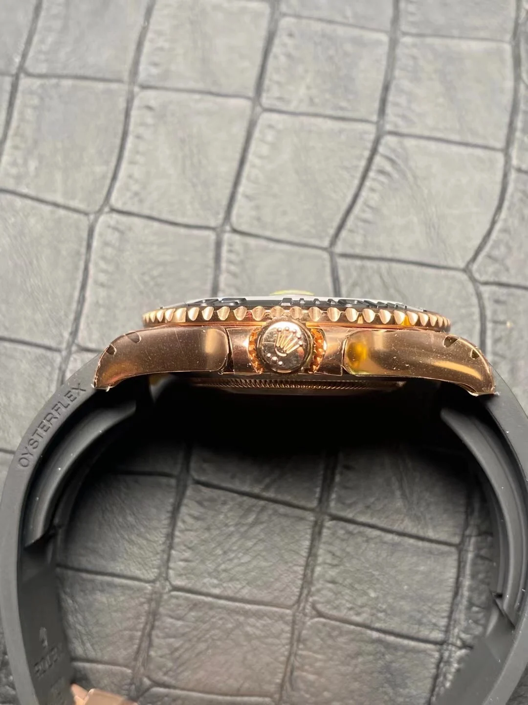 Rolex Yacht-Master Rose Gold 40mm — photographed off the sweep