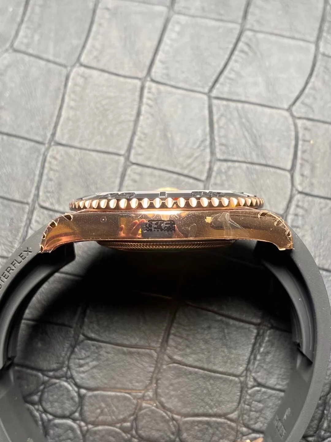 Rolex Yacht-Master Rose Gold 40mm — photographed off the sweep