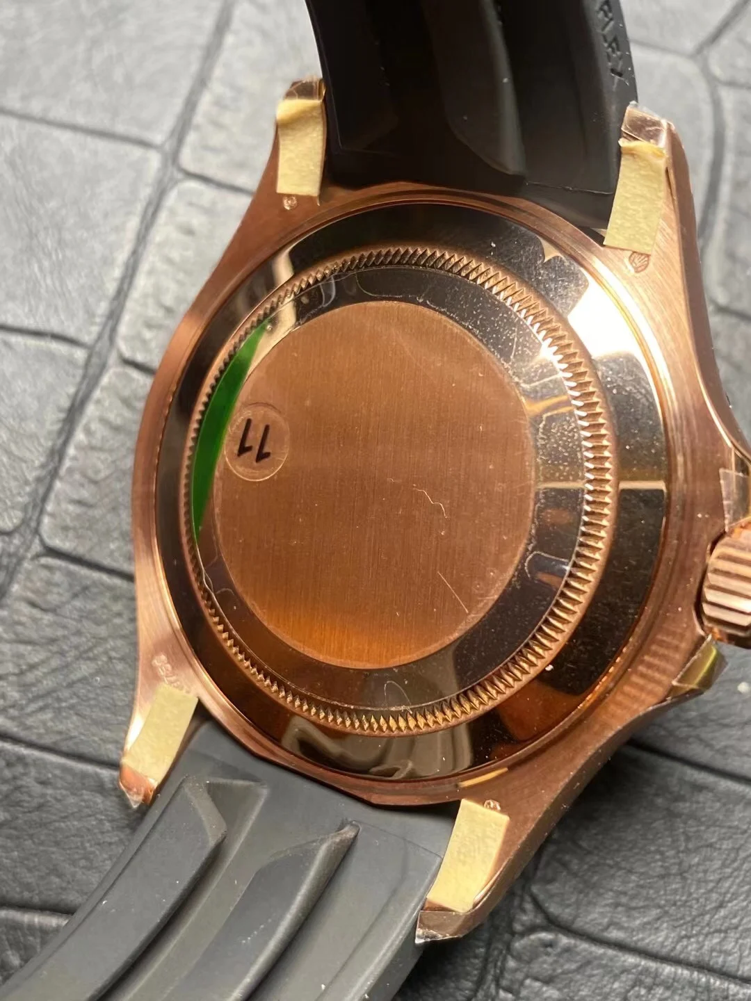 Rolex Yacht-Master Rose Gold 40mm — photographed off the sweep