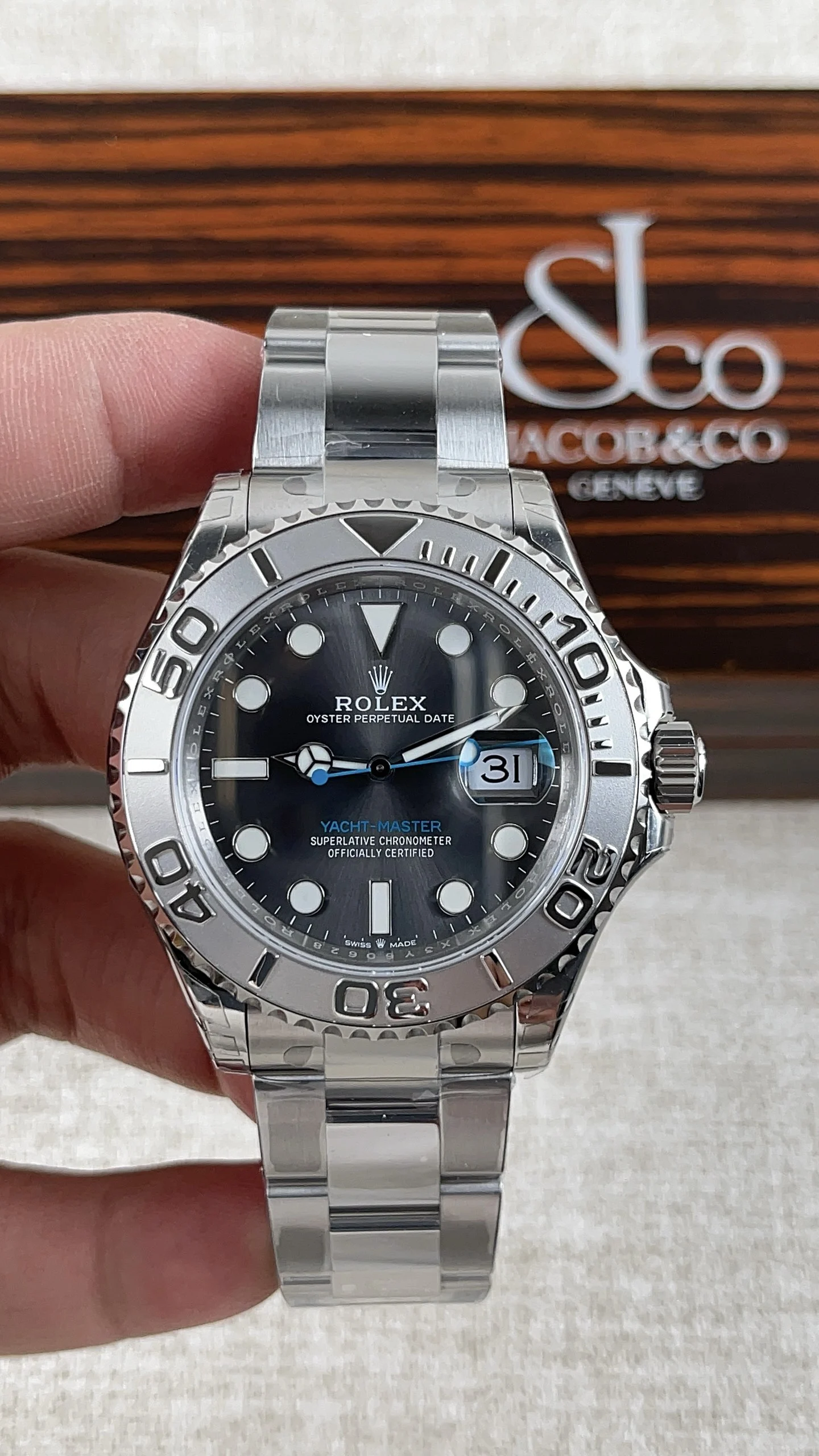 Rolex Yacht-Master Silver Dial — photographed off the sweep