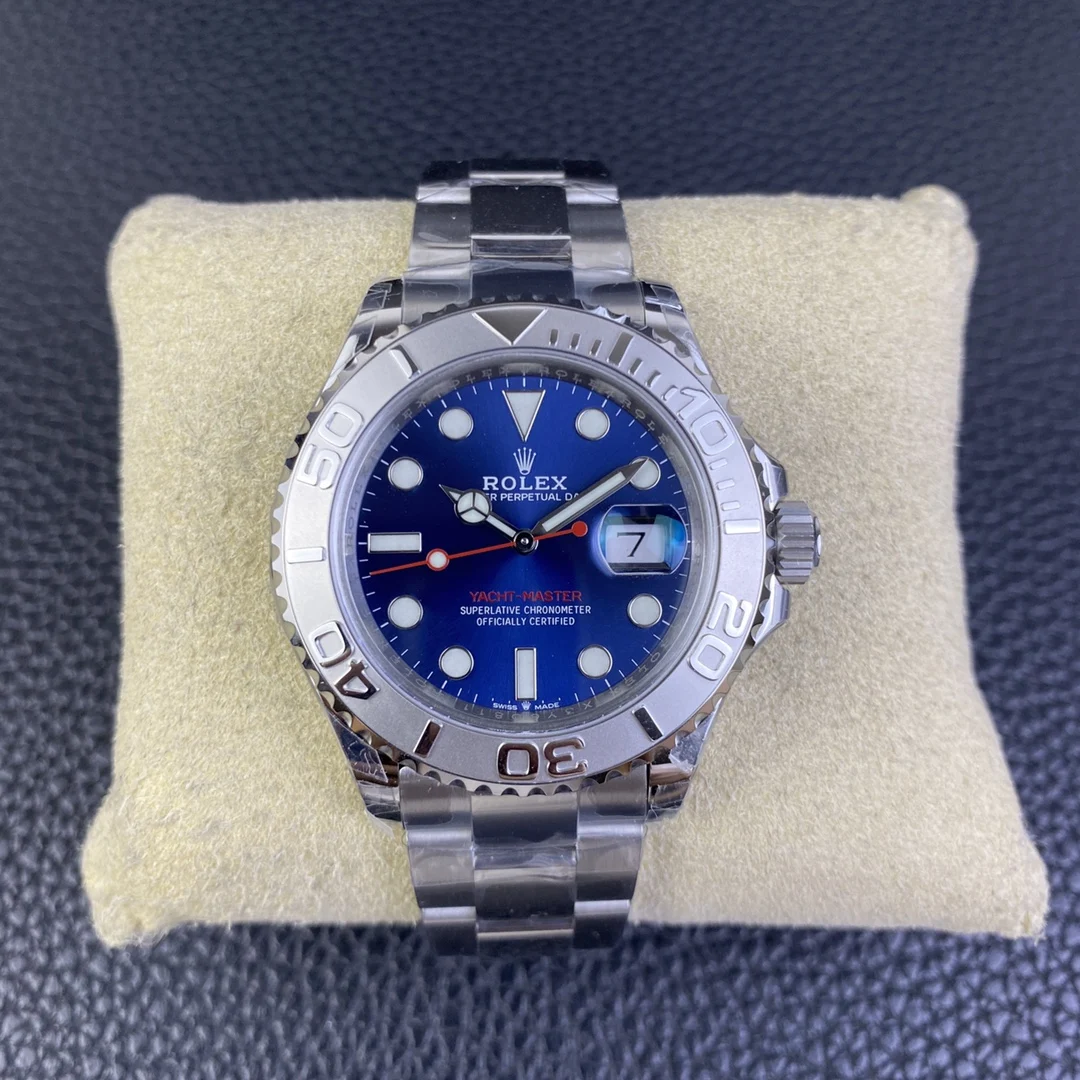 Rolex Yacht-Master Steel Blue Dial — photographed off the sweep