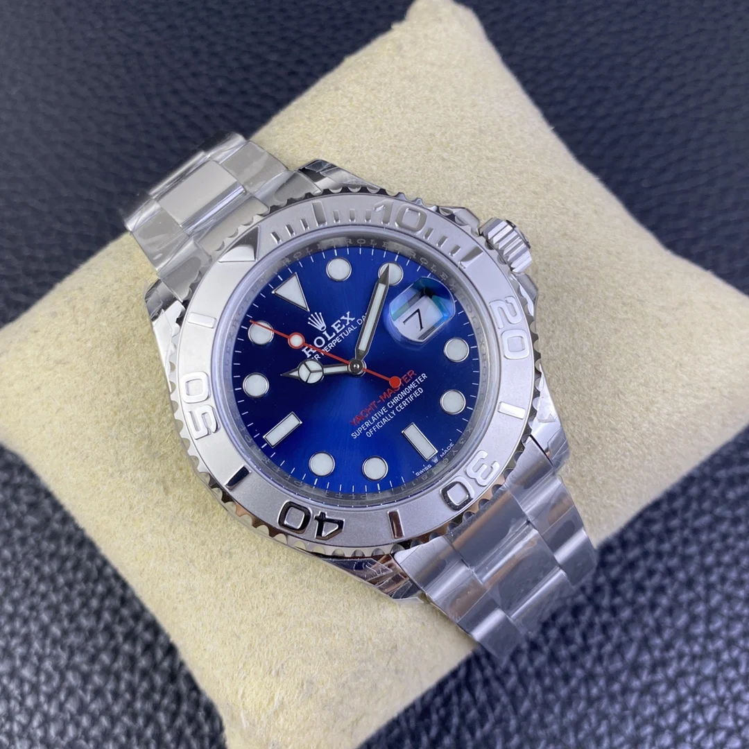 Rolex Yacht-Master Steel Blue Dial — photographed off the sweep