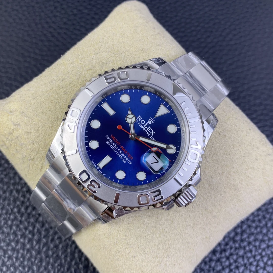 Rolex Yacht-Master Steel Blue Dial — photographed off the sweep
