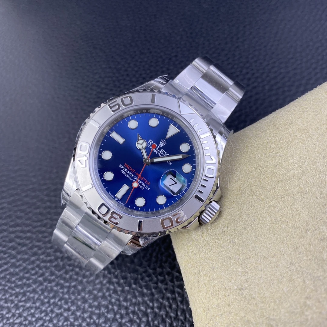 Rolex Yacht-Master Steel Blue Dial — photographed off the sweep