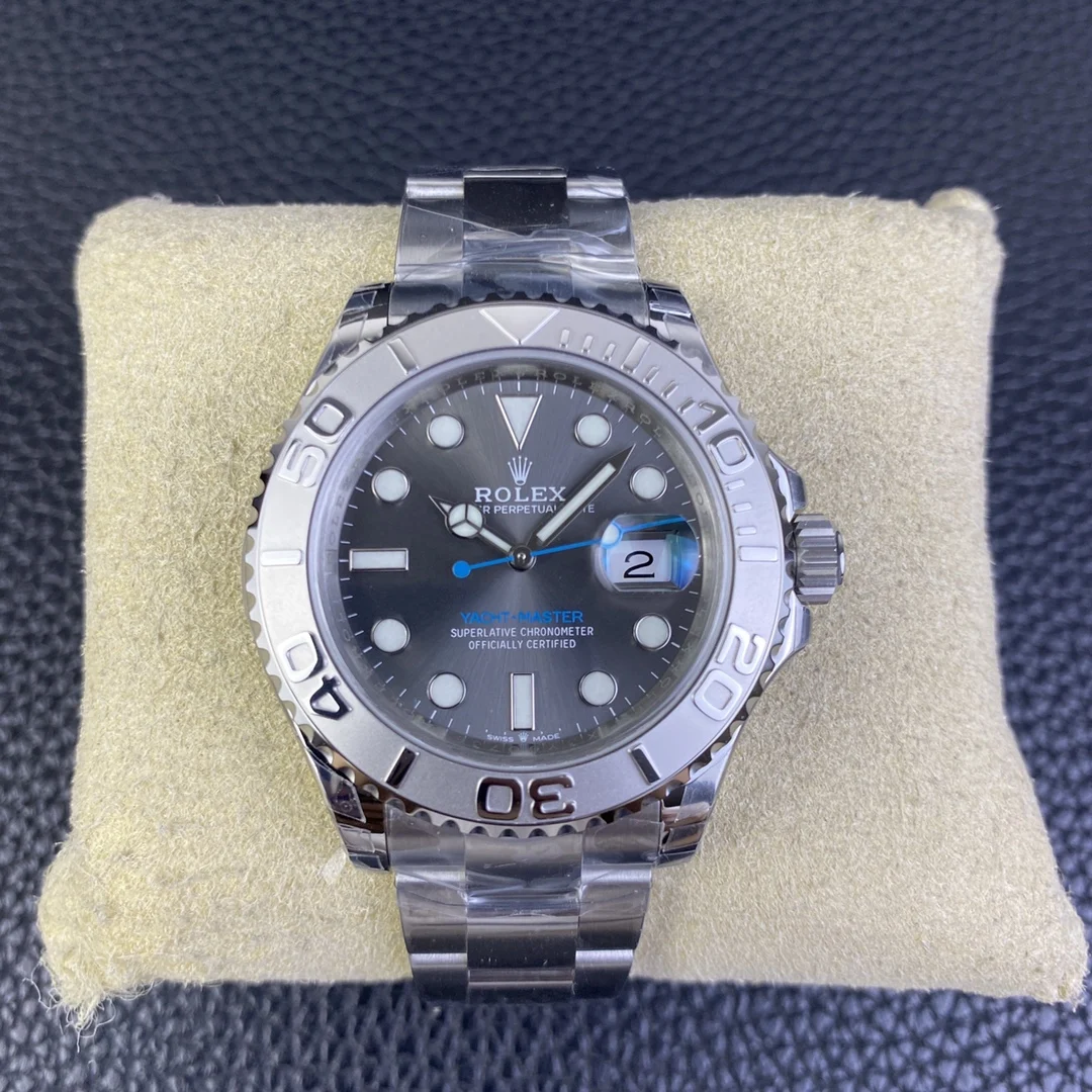 Rolex Yacht-Master Steel Grey Dial — photographed off the sweep