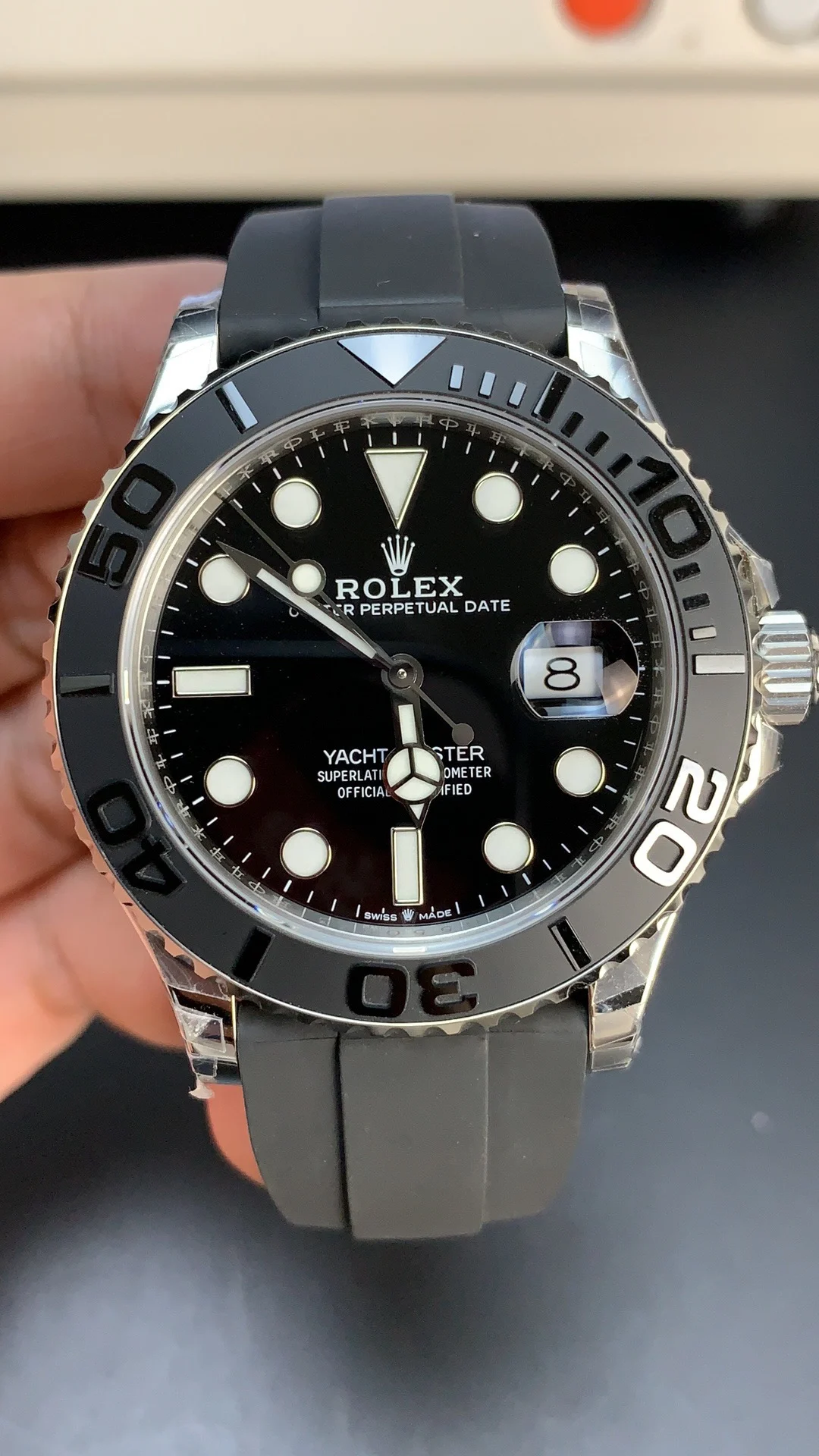Rolex Yacht-Master White Dial — photographed off the sweep